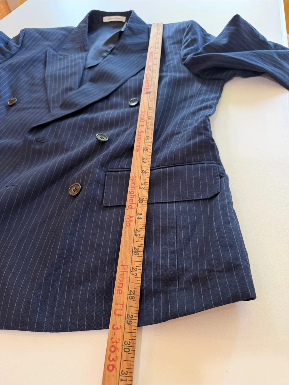 Todd Snyder Navy Pinstripe Double-Breasted Suit Jacket Sz 40S.  New